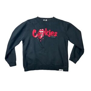 Cookies CKS x Rolling Stones Crewneck Sweatshirt  Size M  Black Red  Band  Music